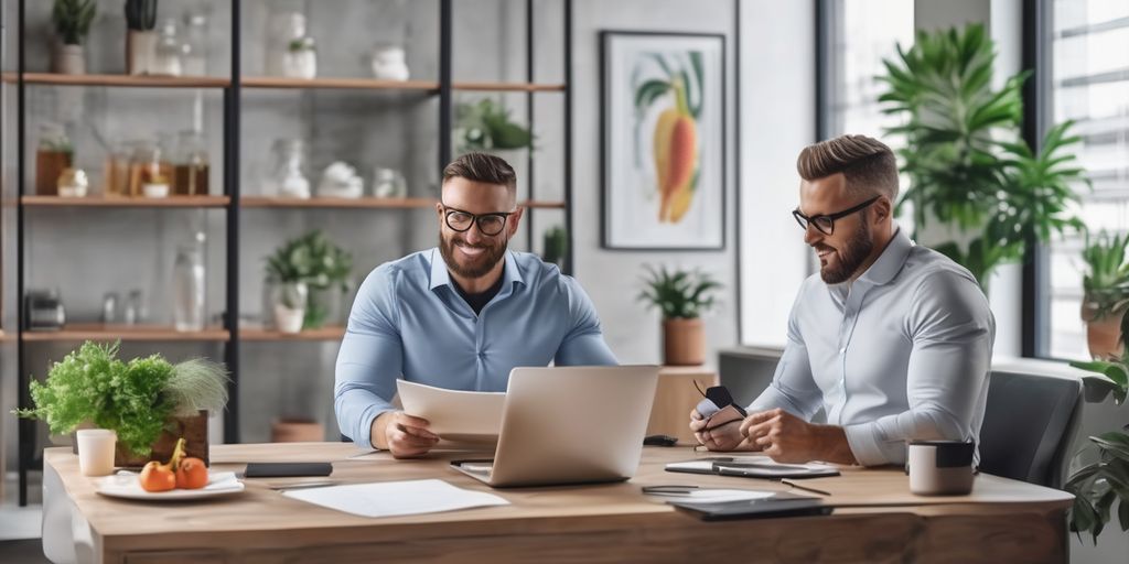 nutritionist consulting with a client in a modern office