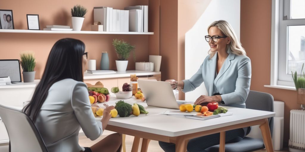 nutritionist consulting with a client in a modern office