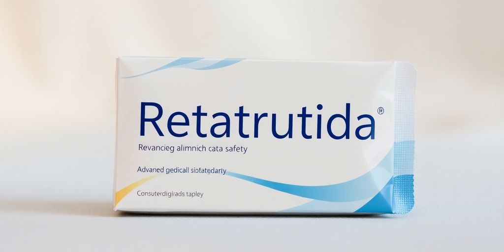 Retatrutida em embalagem farmacêutica segura e moderna.