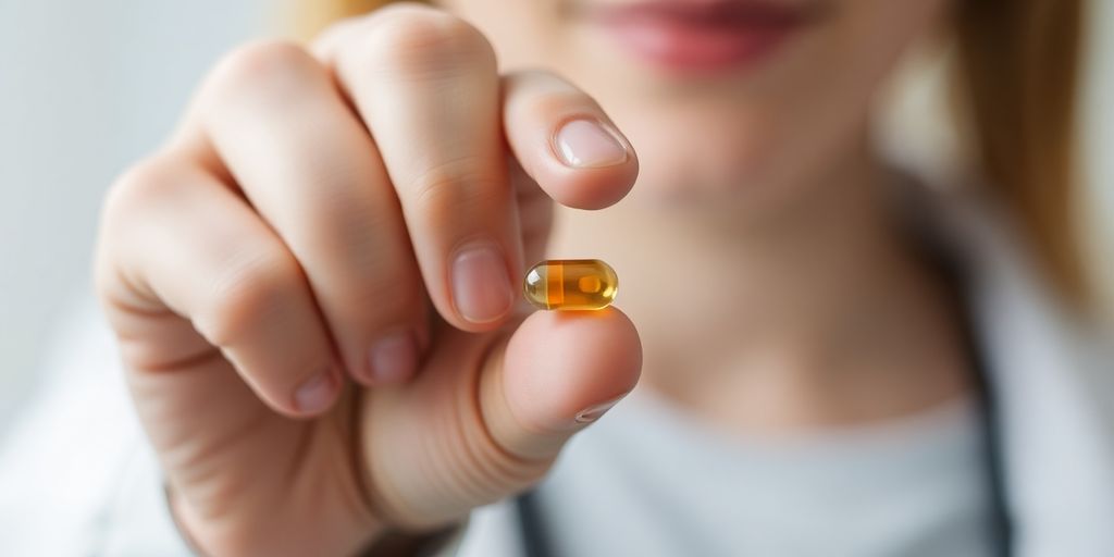Pessoa segurando cápsula para emagrecimento e diabetes.
